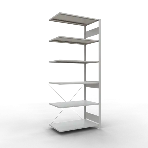 Schulte Fachbodenregal MULTIplus150 Stecksystem | Anbauregal | HxBxT 250x100x60cm | 6 Ebenen | Fachlast 150kg | Lichtgrau