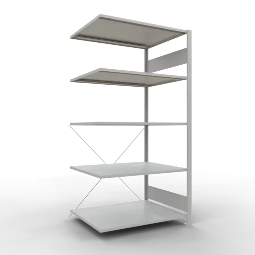 Schulte Fachbodenregal MULTIplus150 Stecksystem | Anbauregal | HxBxT 200x100x80cm | 5 Ebenen | Fachlast 150kg | Lichtgrau