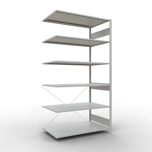Schulte Fachbodenregal MULTIplus150 Stecksystem | Anbauregal | HxBxT 250x130x80cm | 6 Ebenen | Fachlast 150kg | Lichtgrau