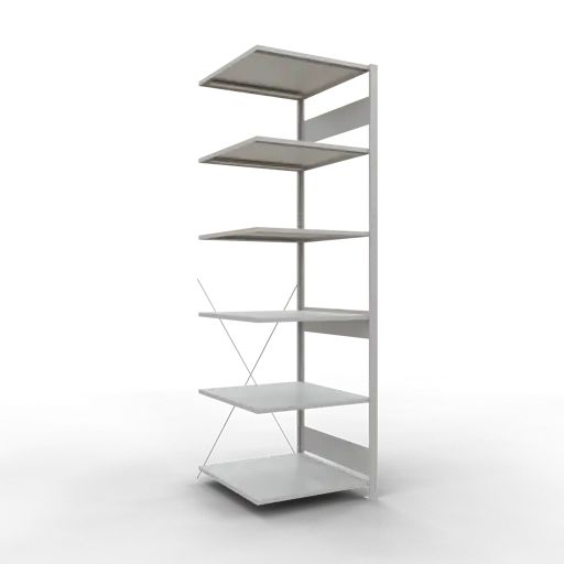 Schulte Fachbodenregal MULTIplus150 Stecksystem | Anbauregal | HxBxT 250x75x80cm | 6 Ebenen | Fachlast 150kg | Lichtgrau