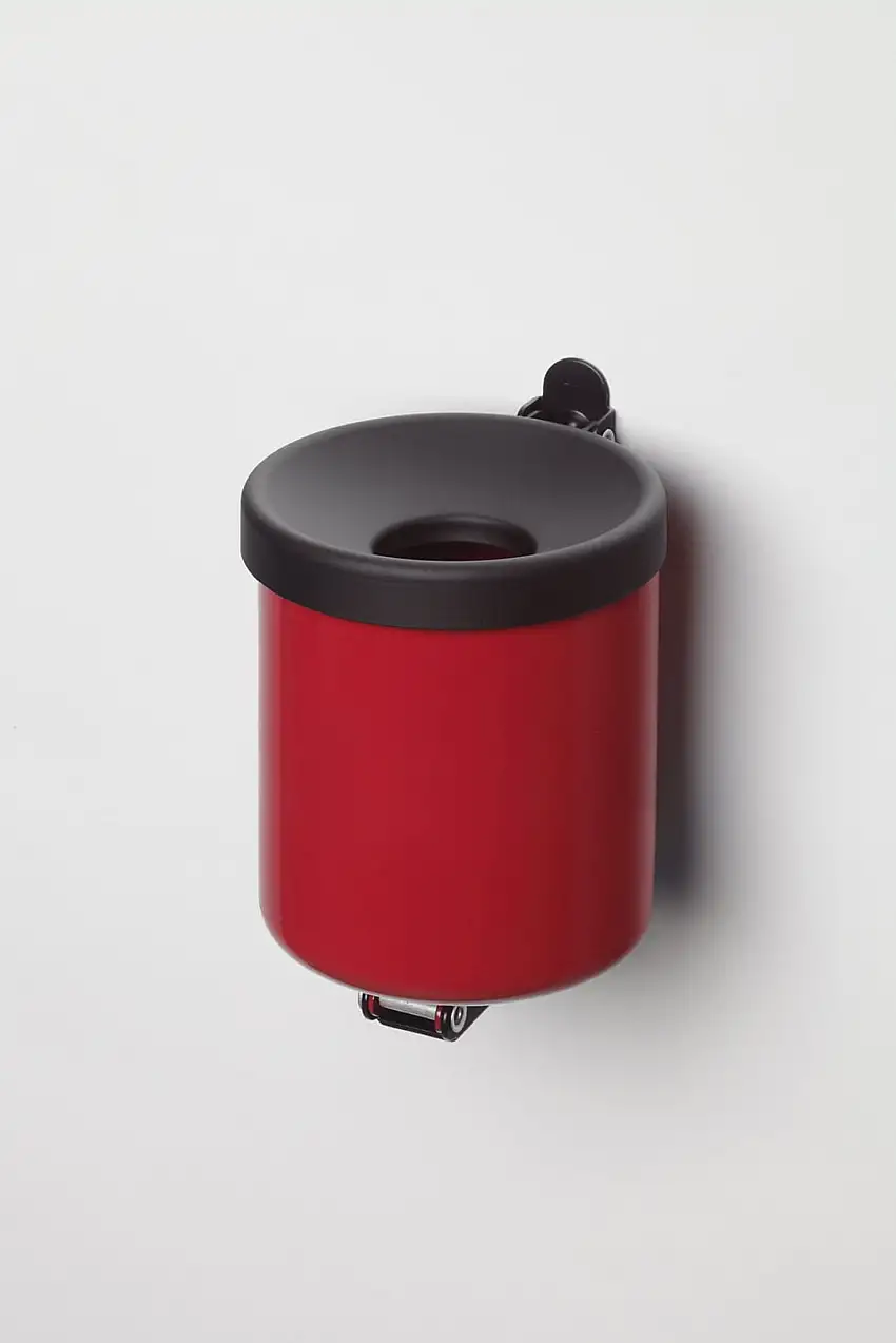 Robuster Ascher zur Wandmontage | 0,6 Liter, HxBxT 10x9x9cm | Stahl | Rot