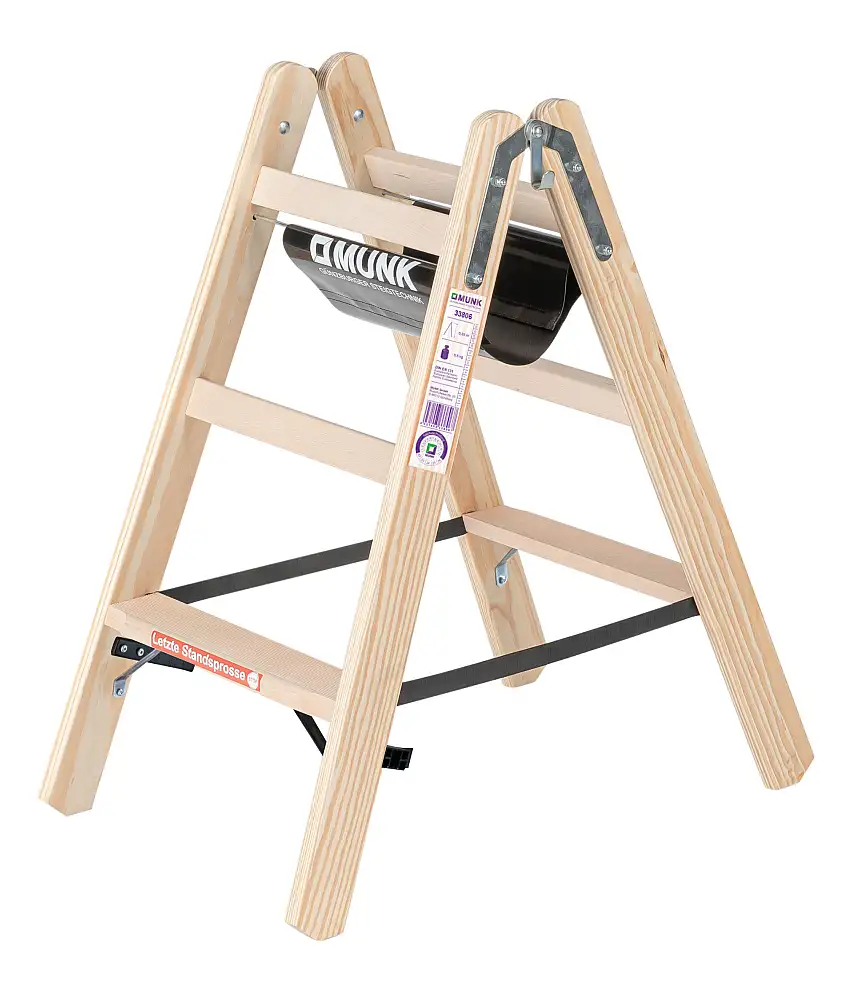 Stufen-Stehleiter Holz beidseitig begehbar 2x3 Stufen