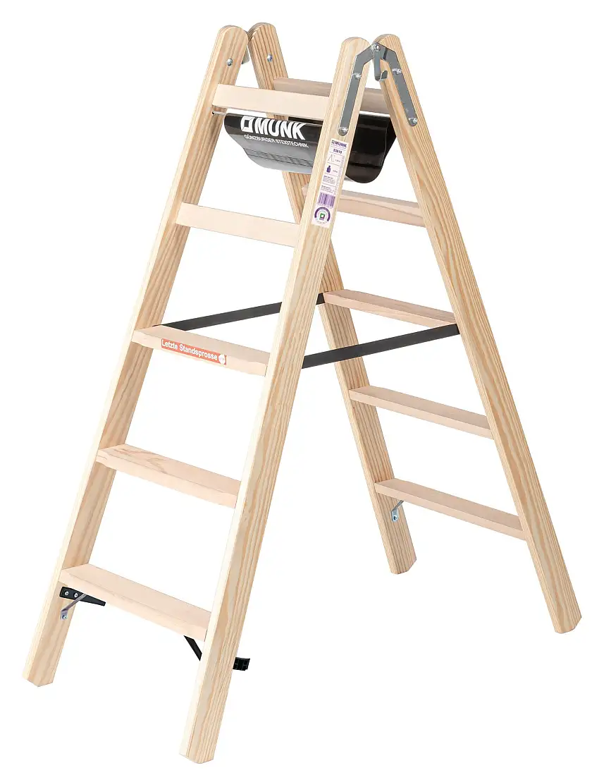 Stufen-Stehleiter Holz beidseitig begehbar 2x5 Stufen