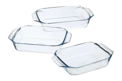 Auflaufform Pyrex Must Have Kits Rechteck Transparent 2 L / 3 L / 4 L (3-teilig)