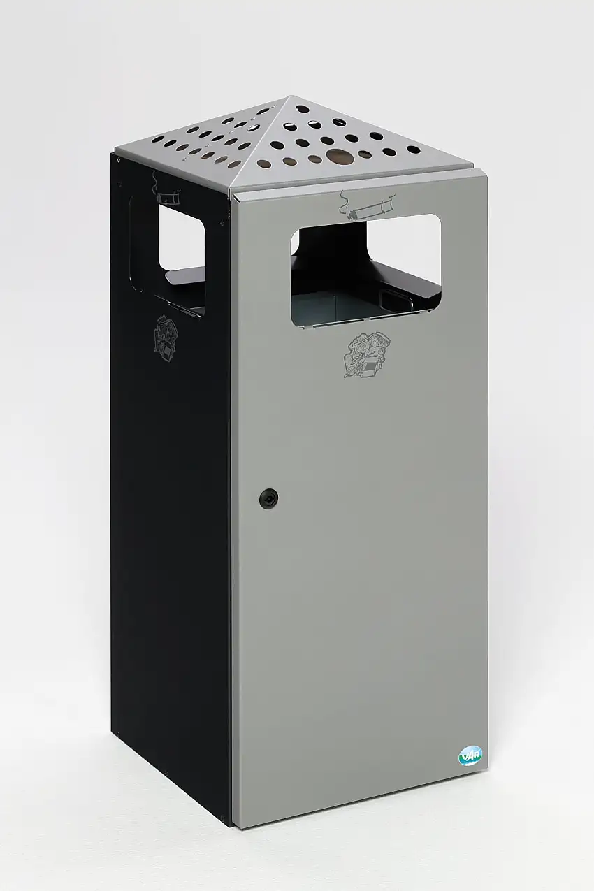 Eckiger Kombiascher mit Einflügeltür + Deckel |80 Liter, HxBxT 92x40x40cm | Stahl | Anthrazit
