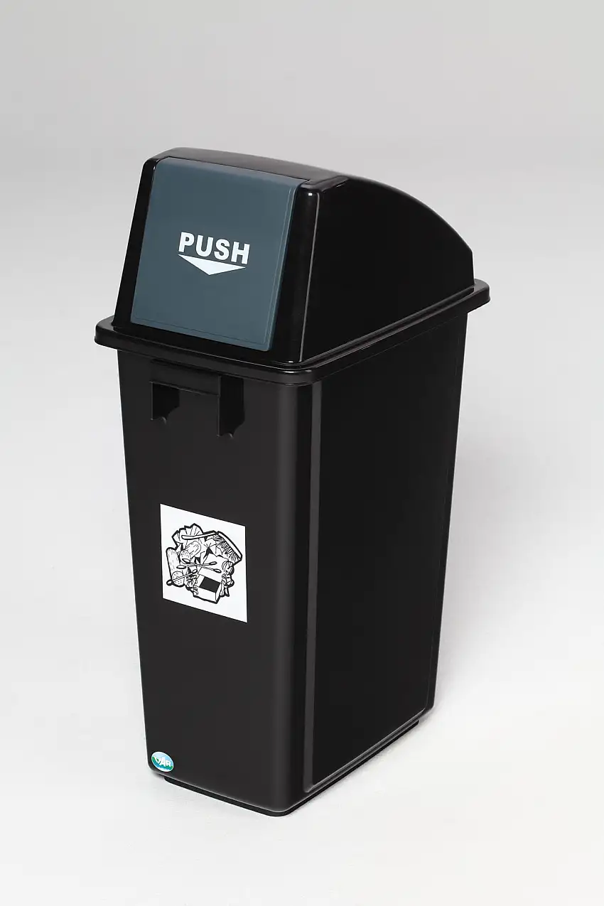 Robuster Wertstoffsammler mt Kopfteil | 58 Liter, HxBxT 60x32,5x47,5cm | Kunststoff | Schwarz-Grau