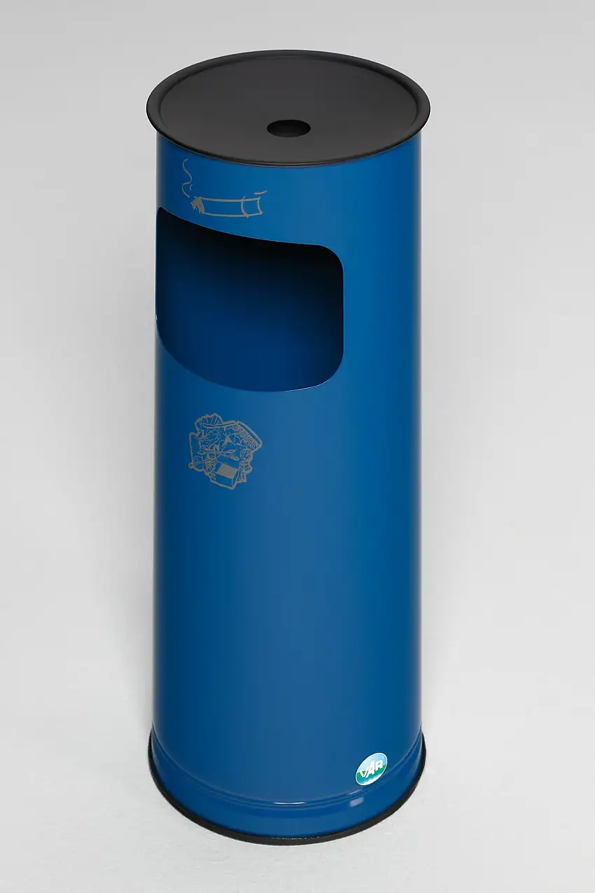 Klassischer runder Kombiascher | HxBxT 61x25x25cm | Verzinkter Stahl | Blau