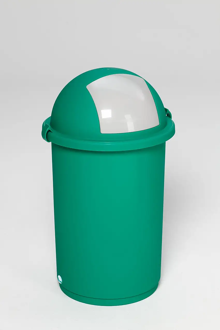 Robuster Abfallbehälter mit Einwurfklappe | 50 Liter, HxBxT 76x41x41cm | Kunststoff | Grün