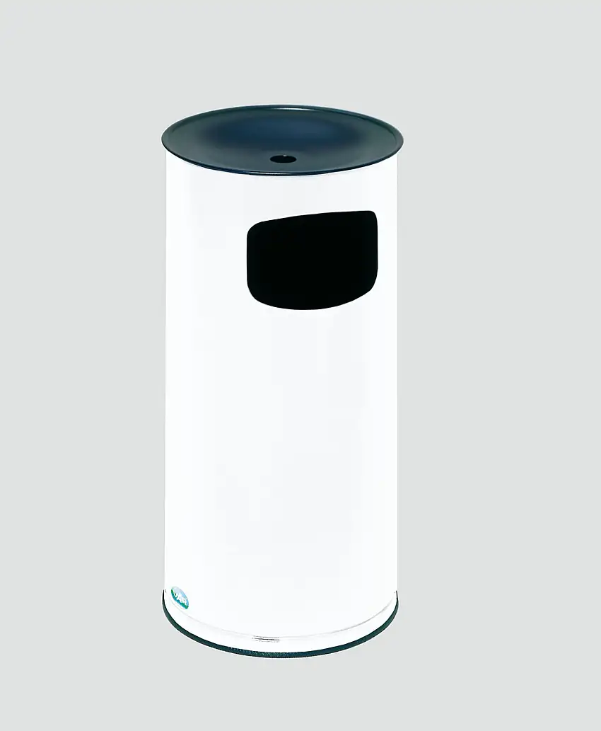 Klassischer runder Kombiascher | HxBxT 71x35,5x35,5cm | Verzinkter Stahl | Weiß