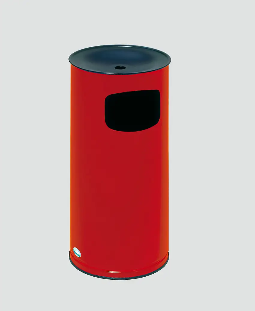 Klassischer runder Kombiascher | HxBxT 71x35,5x35,5cm | Verzinkter Stahl | Rot