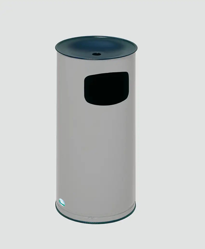 Klassischer runder Kombiascher | HxBxT 71x35,5x35,5cm | Verzinkter Stahl | Silber