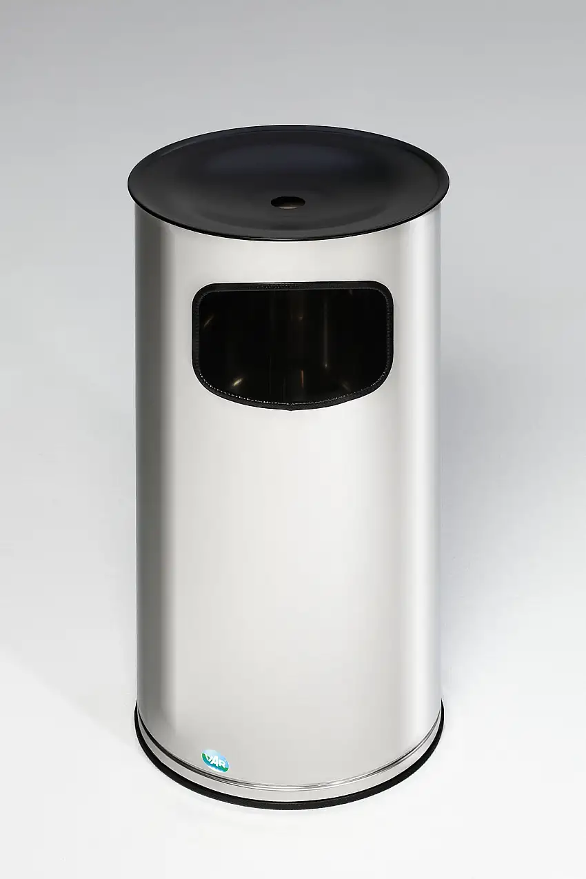 Klassischer runder Kombiascher | HxBxT 71x35,5x35,5cm | Edelstahl