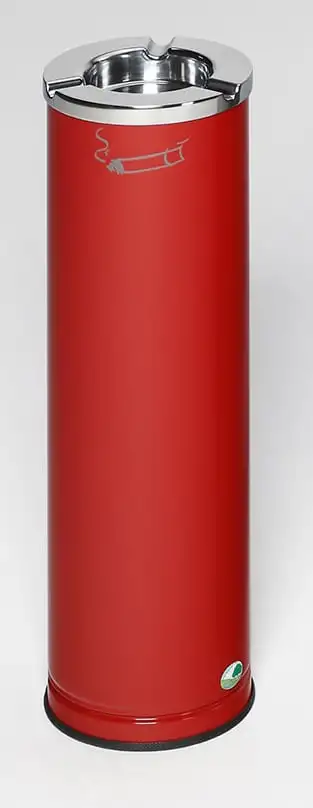 Robuster Ascher mit poliertem Aschereinsatz | 0,2 Liter, HxBxT 66x20x20cm | Verzinkter Stahl | Rot
