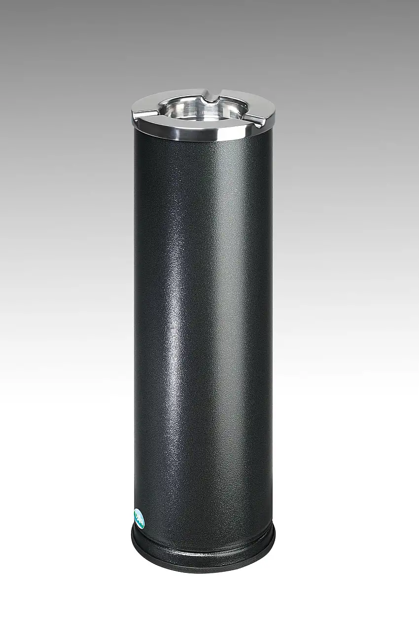 Robuster Ascher mit poliertem Aschereinsatz | 0,2 Liter, HxBxT 66x20x20cm | Verzinkter Stahl | Grau