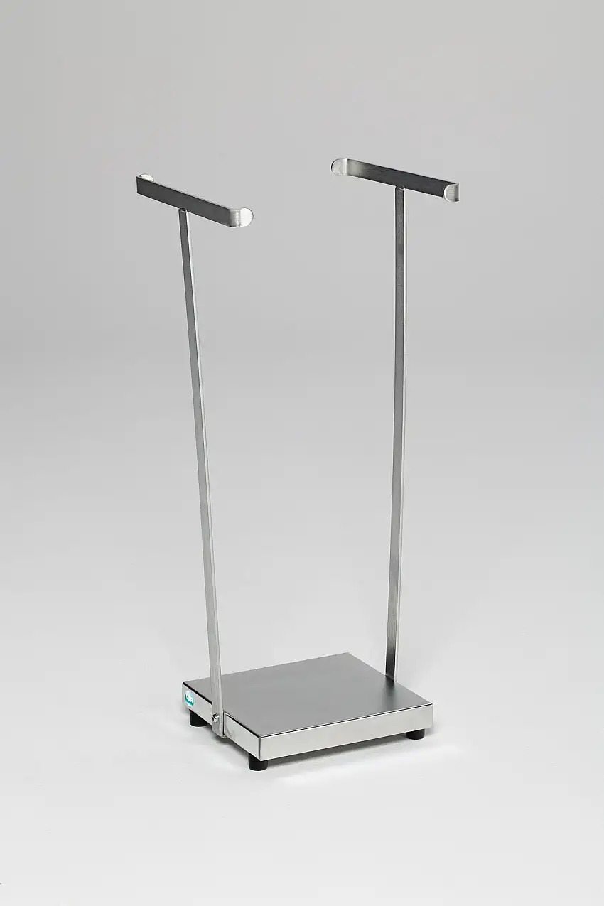 Kompakter Abfallsammler mit 2 Stäben | Stationär | 120 Liter, HxBxT 66,5x33x29cm | Stahl | Grau