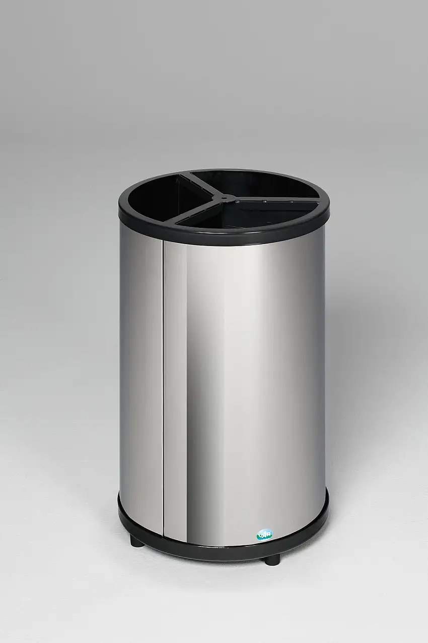 Robuste Wertstoffsammelstation ohne Dach | 30 Liter je Behälter, HxBxT 72x42x42cm | Edelstahl | Silber