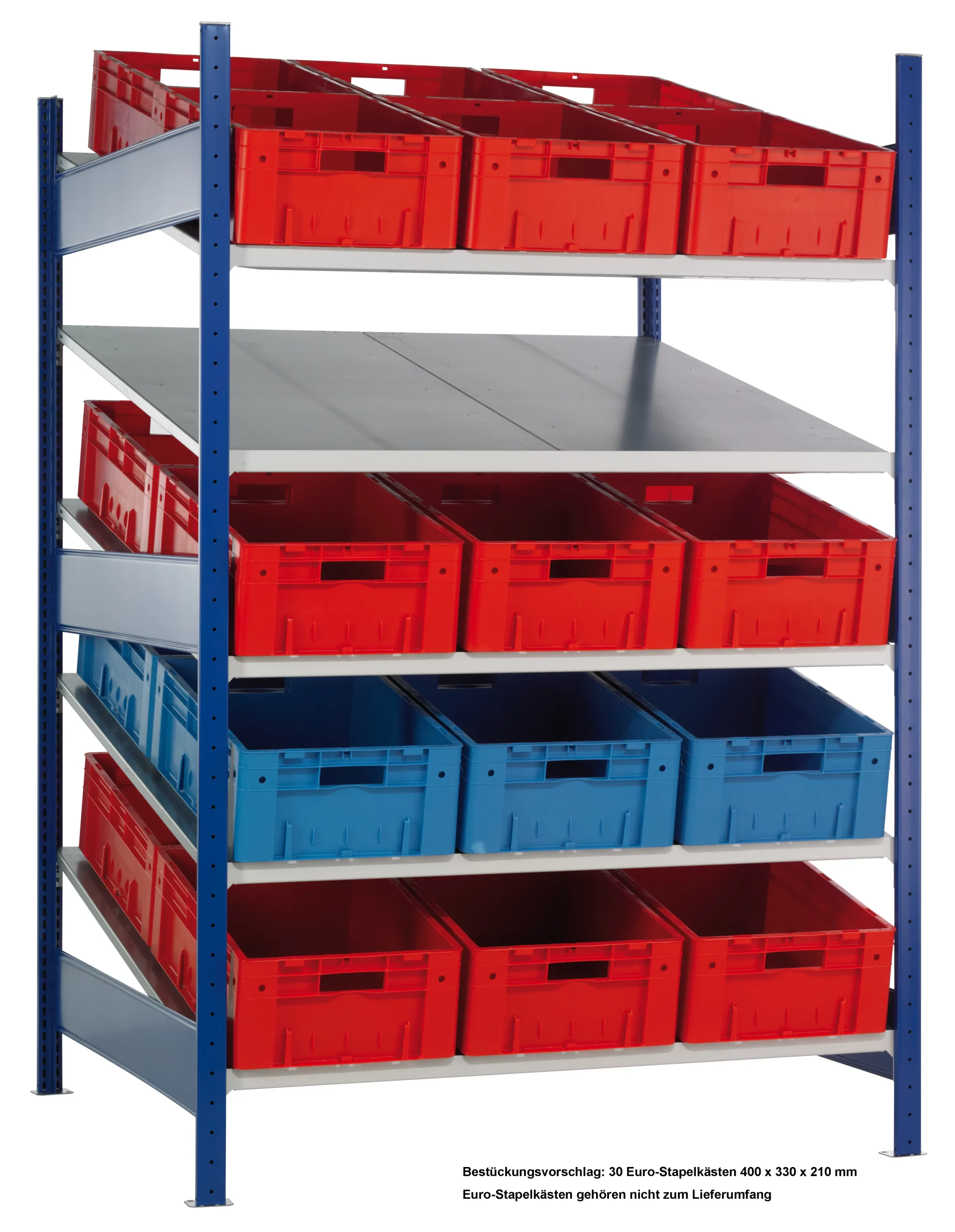 Schulte Schrägbodenregal XL MULTIplus150 | Grundregal ohne Behälter | HxBxT 200x130x120cm | 2x5 Fachböden | Traglast 200kg | Verzinkt/Lichtgrau