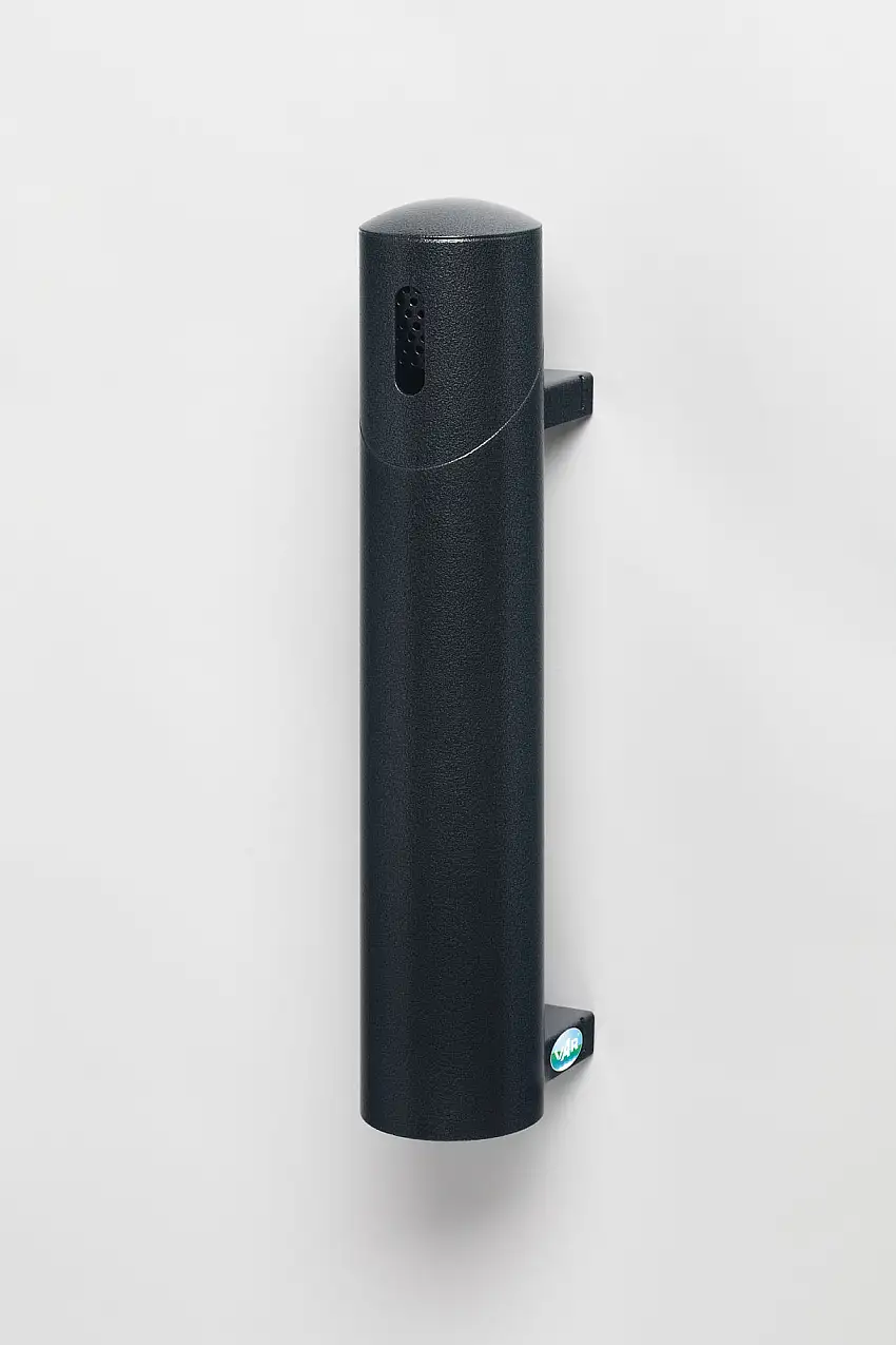 Robuster Wandascher | 145cm Rohrlänge | zum Einbetonieren | 1,4 Liter, HxBxT 51x10x17cm | Stahl | Grau