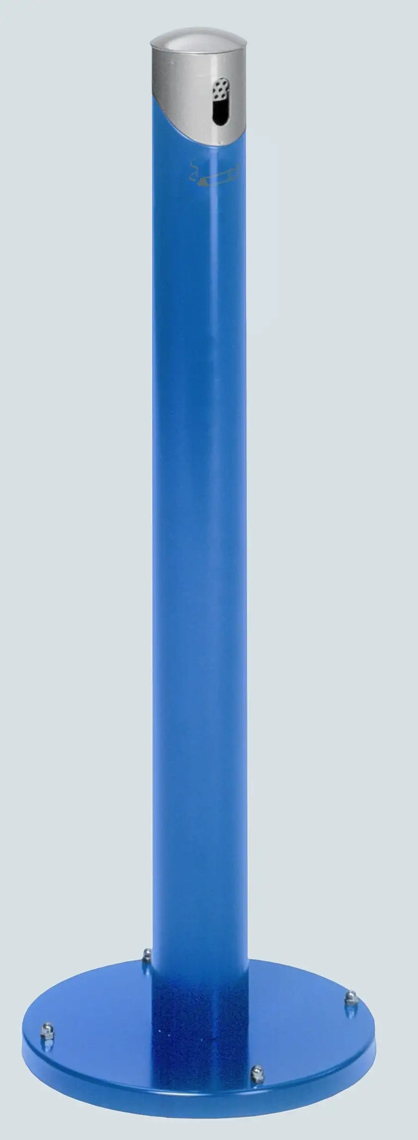 Runder Ascher Standsäule mit abnehmbarem Kopfteil | 9,4 Liter, HxBxT 100,5x36,5x36,5cm | Verzinkter Stahl | Blau