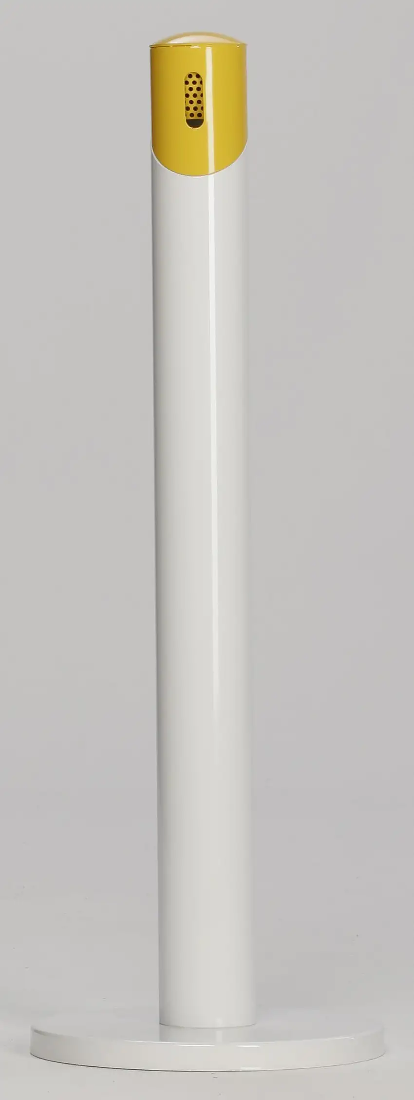 Runder Ascher Standsäule mit abnehmbarem Kopfteil | 9,4 Liter, HxBxT 100,5x36,5x36,5cm | Verzinkter Stahl | Weiß