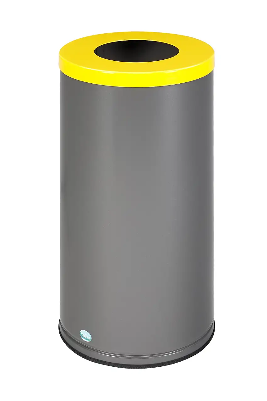 Robuster Wertstoffsammler mit abnehmbarem Deckel | 70 Liter, HxBxT 70x36,5x36,5cm | Verzinkter Stahl | Gelb