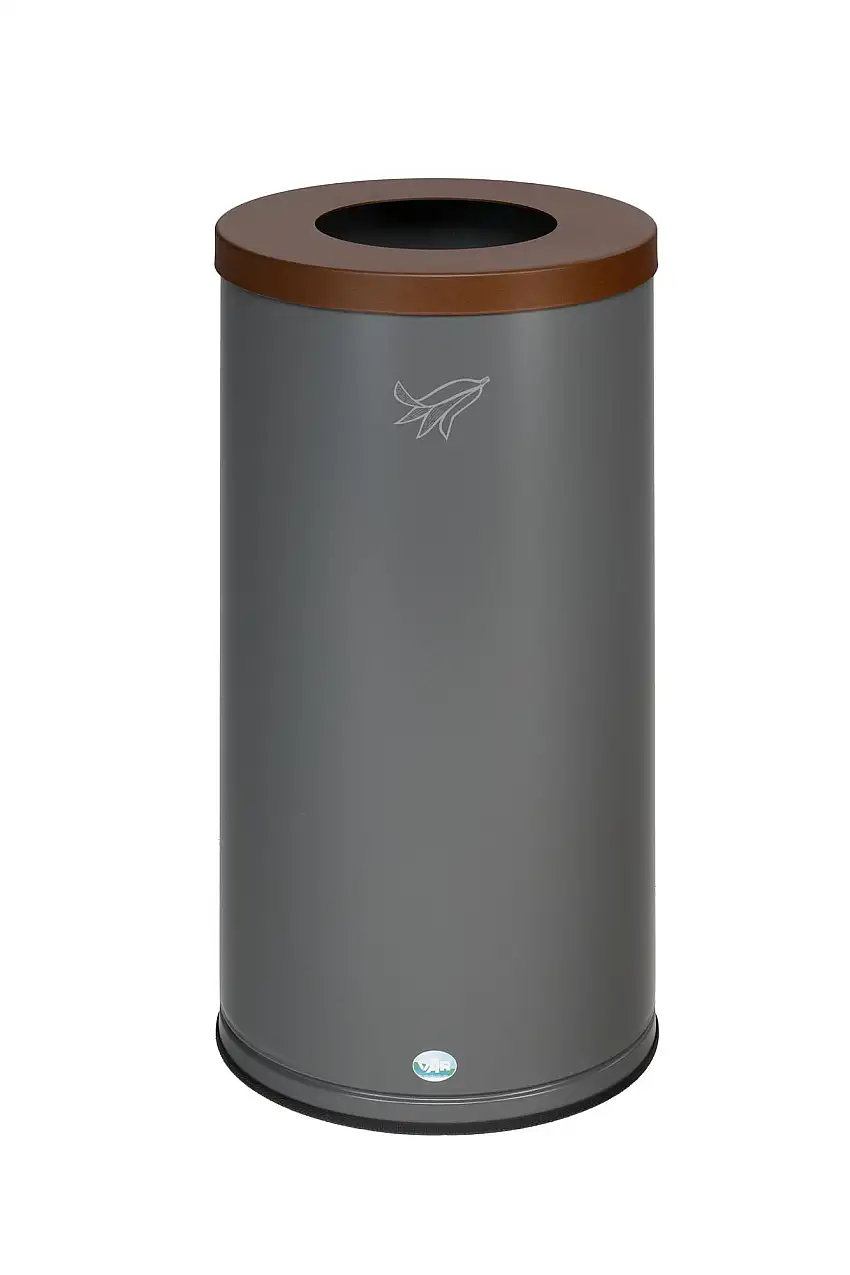 Robuster Wertstoffsammler mit abnehmbarem Deckel | 70 Liter, HxBxT 70x36,5x36,5cm | Verzinkter Stahl | Braun