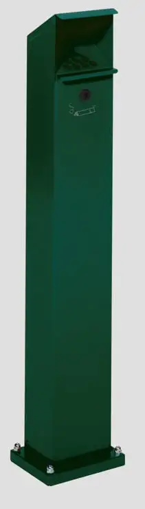Robuster Ascher Standsäule mit Schloss und Bodenplatte | 2 Liter, HxBxT 115x18x15cm | Verzinkter Stahl | Grün