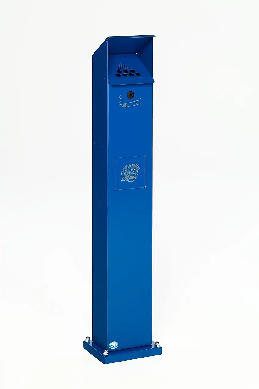 Kombiascher Standsäule für Außenbereich | HxBxT 115x18x15cm | Verzinkter Stahl | Blau