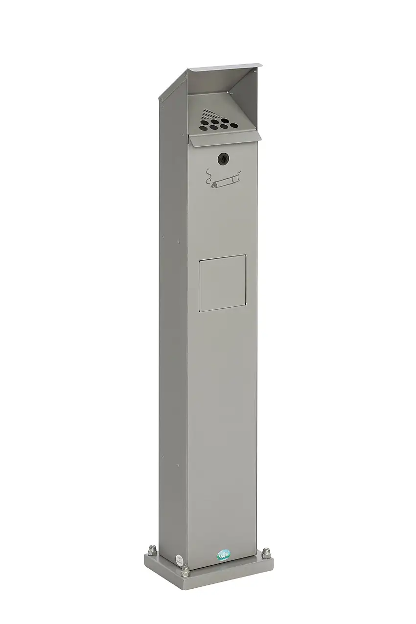 Kombiascher Standsäule für Außenbereich | HxBxT 115x18x15cm | Verzinkter Stahl | Silber
