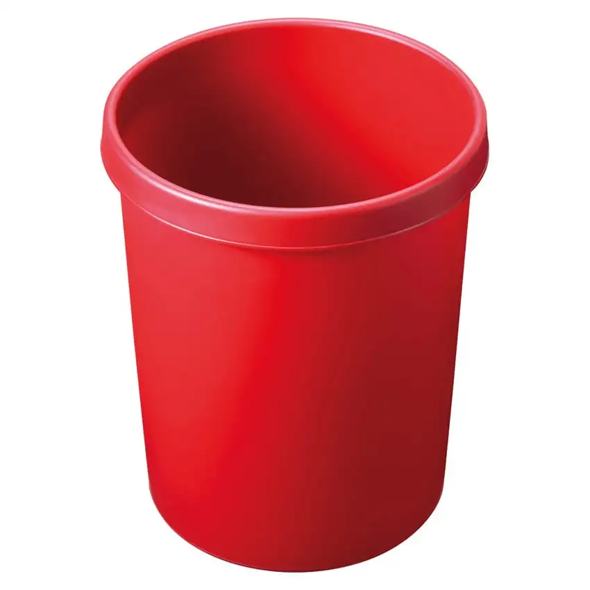 Klassischer Papierkorb mit großem Einwurf | 45 Liter, HxBxT 48x40x40cm | Kunststoff | Rot