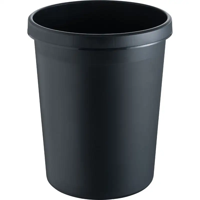 Klassischer Papierkorb mit großem Einwurf | 45 Liter, HxBxT 48x40x40cm | Kunststoff | Schwarz