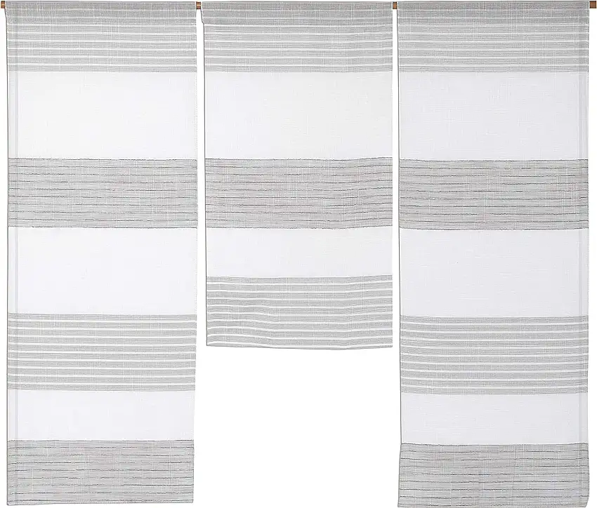 Design Mini Flächenvorhang Set weiß taupe Scheibengardine 4014-09