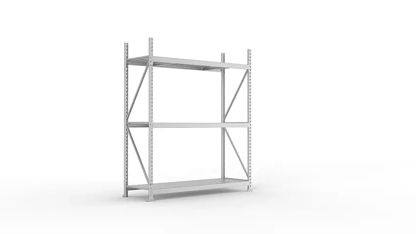 Meta Weitspannregal mit Stahlplatten MINI-RACK | Grundregal | HxBxT 220x180x65cm | 3 Ebenen | Fachlast 600kg | Verzinkt