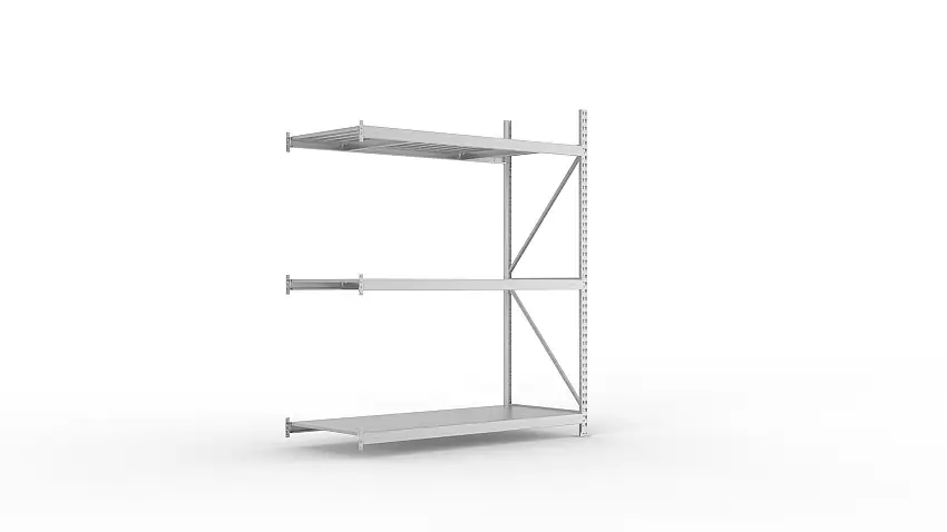 Meta Weitspannregal mit Stahlplatten MINI-RACK | Anbauregal | HxBxT 220x180x80cm | 3 Ebenen | Fachlast 600kg | Verzinkt