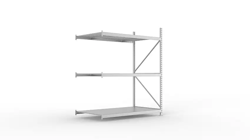 Meta Weitspannregal mit Stahlplatten MINI-RACK | Anbauregal | HxBxT 220x180x105cm | 3 Ebenen | Fachlast 600kg | Verzinkt