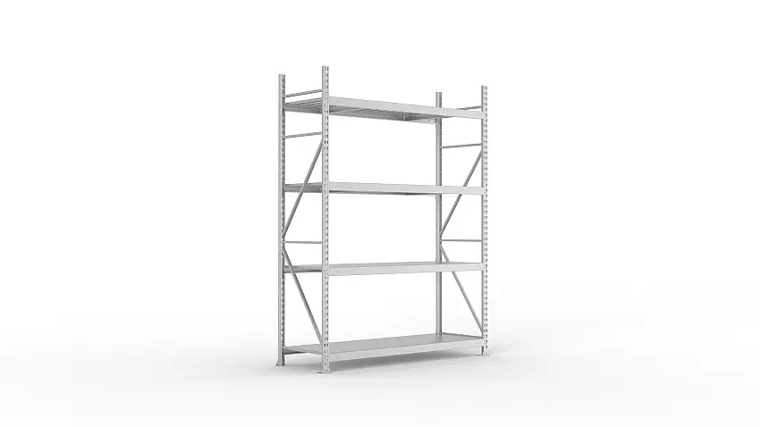 Meta Weitspannregal mit Stahlplatten MINI-RACK | Grundregal | HxBxT 250x180x65cm | 4 Ebenen | Fachlast 600kg | Verzinkt