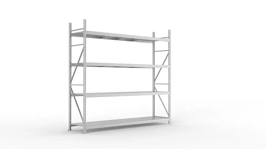 Meta Weitspannregal mit Stahlplatten MINI-RACK | Grundregal | HxBxT 250x260x65cm | 4 Ebenen | Fachlast 490kg | Verzinkt