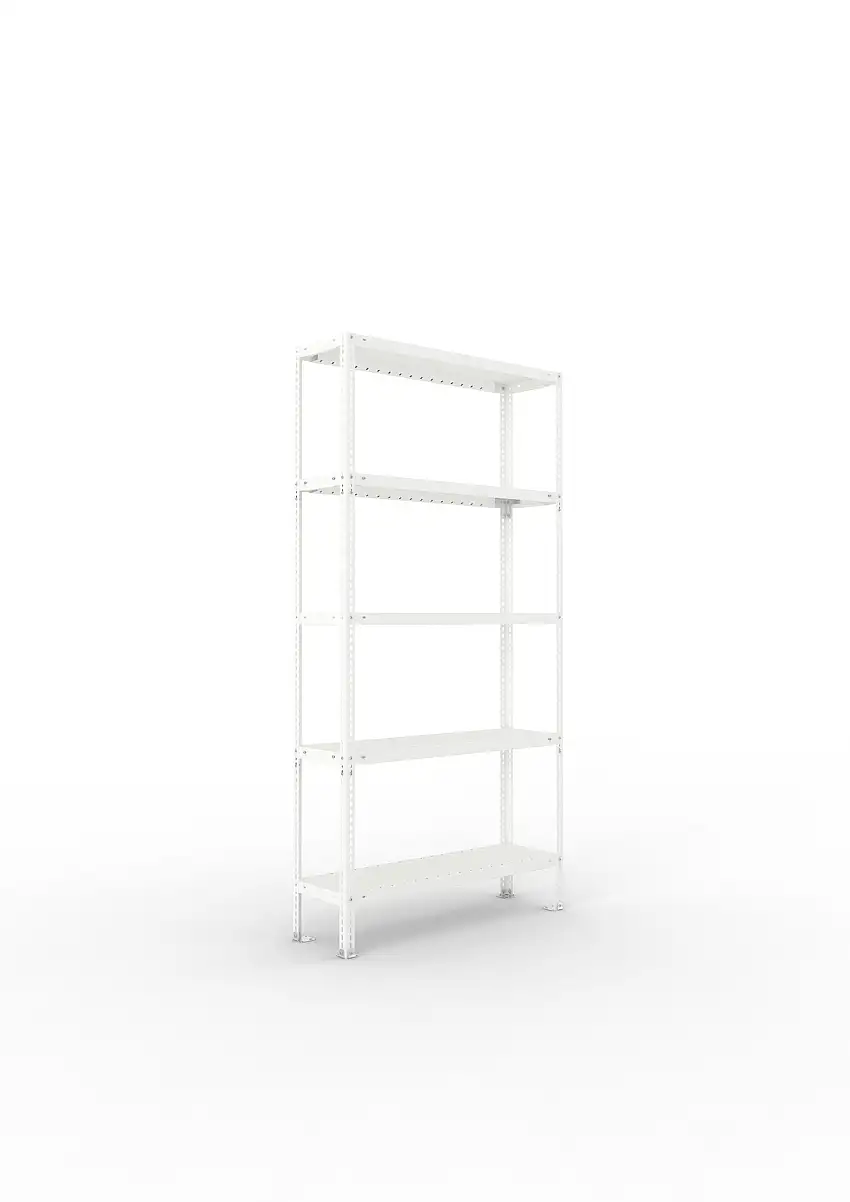Meta Fachbodenregal Schraubsystem FIX | Grundregal | HxBxT 200x100x30cm | 5 Ebenen | Fachlast 100kg | Einseitig nutzbar | Lichtgrau