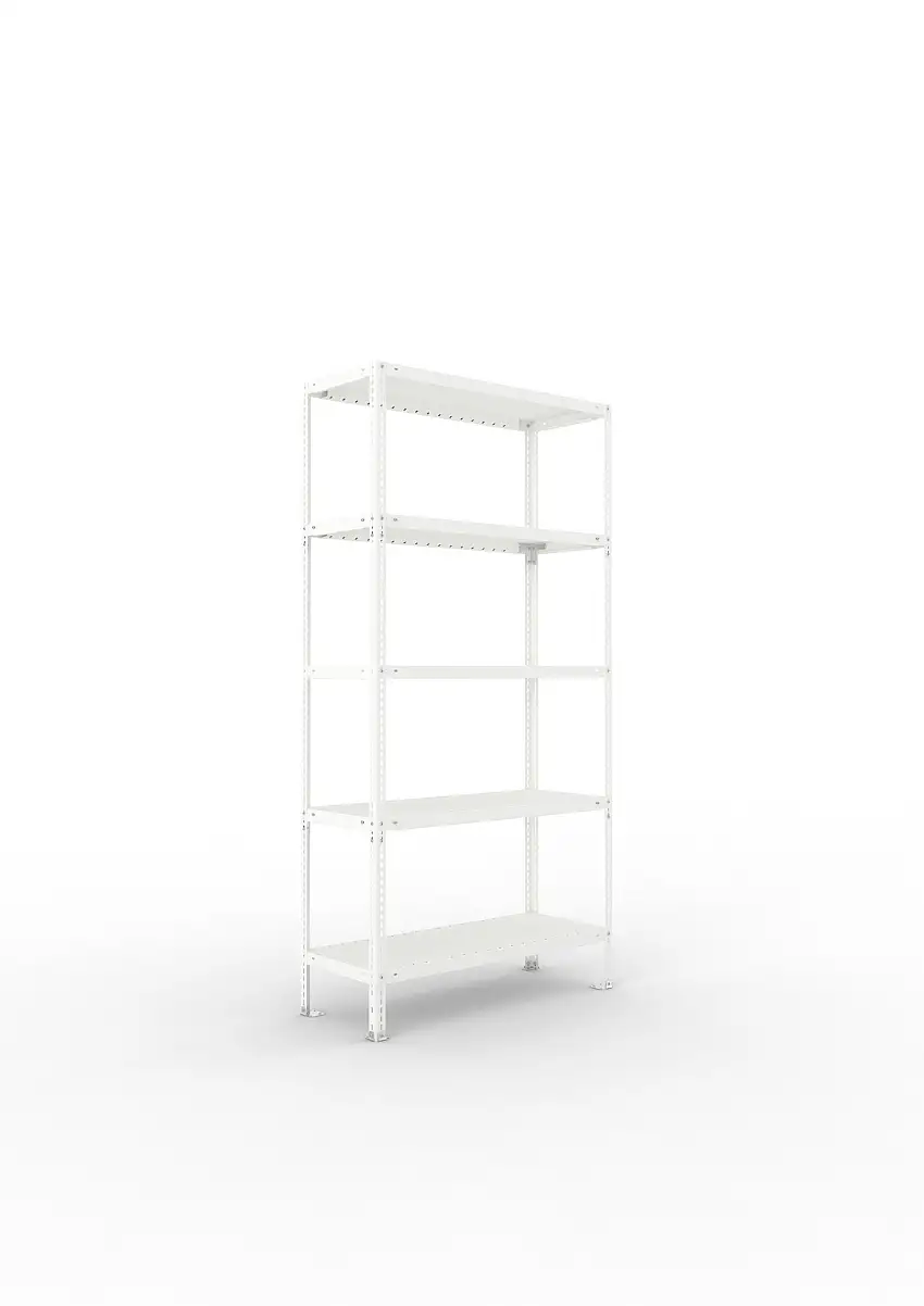 Meta Fachbodenregal Schraubsystem FIX | Grundregal | HxBxT 200x100x40cm | 5 Ebenen | Fachlast 100kg | Einseitig nutzbar | Lichtgrau