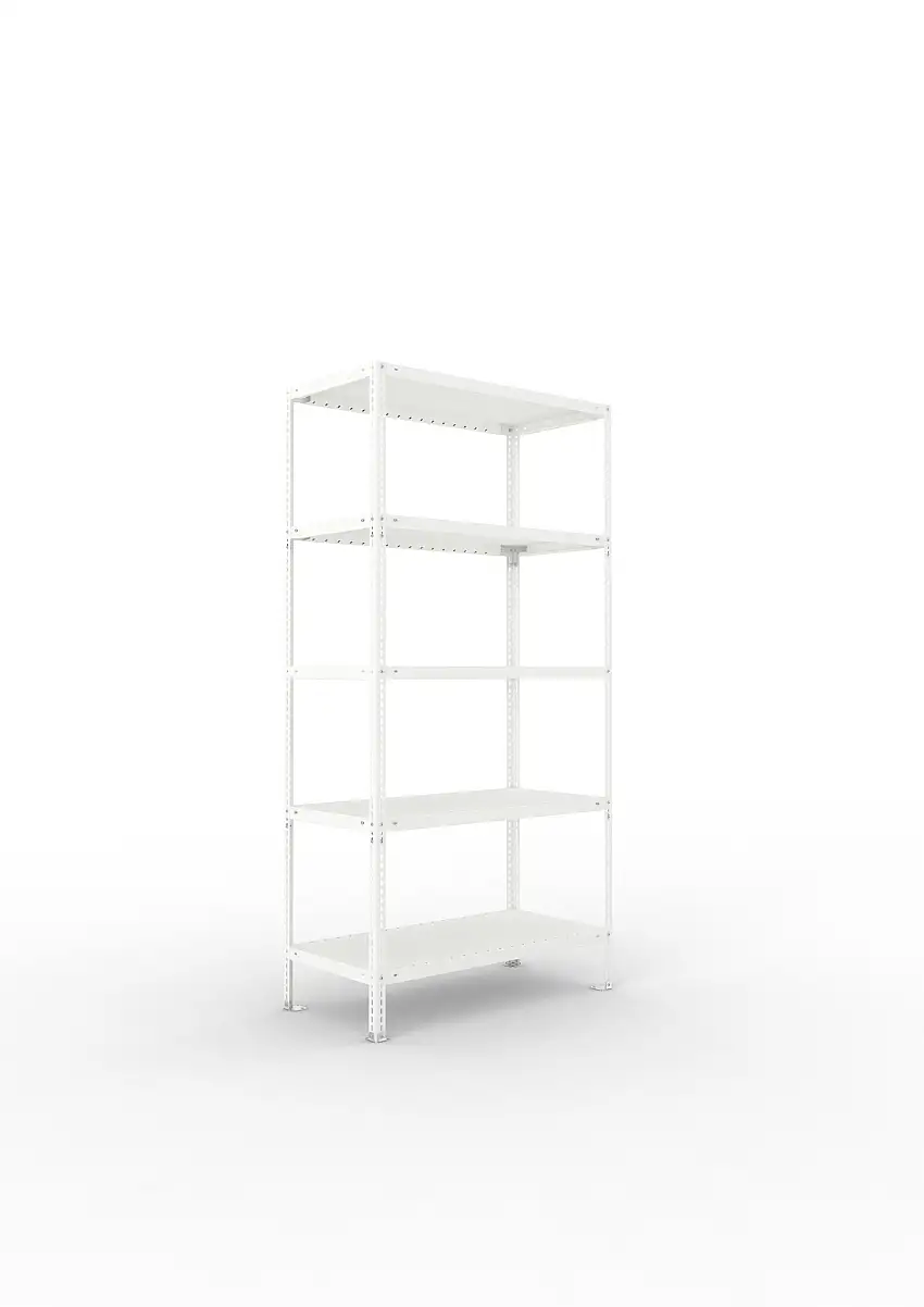 Meta Fachbodenregal Schraubsystem FIX | Grundregal | HxBxT 200x100x50cm | 5 Ebenen | Fachlast 100kg | Einseitig nutzbar | Lichtgrau