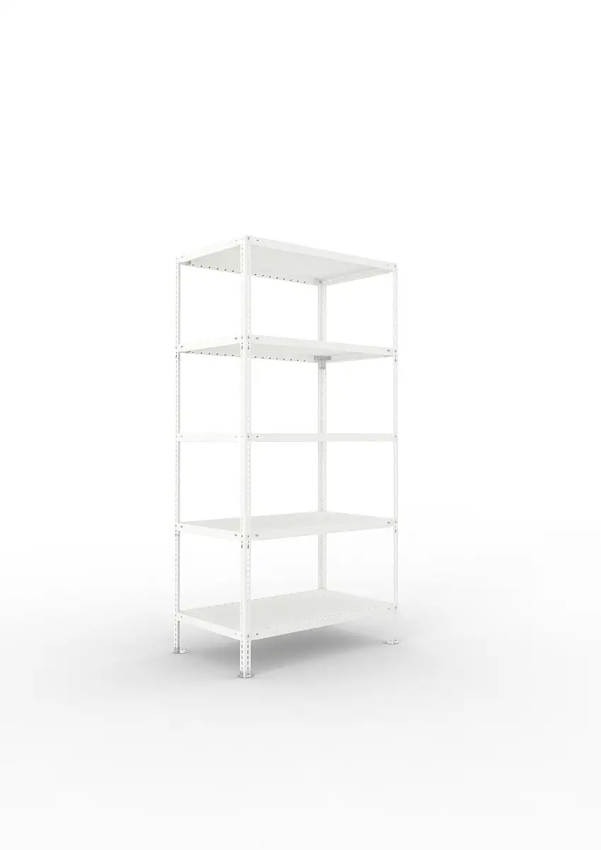 Meta Fachbodenregal Schraubsystem FIX | Grundregal | HxBxT 200x100x60cm | 5 Ebenen | Fachlast 100kg | Einseitig nutzbar | Lichtgrau