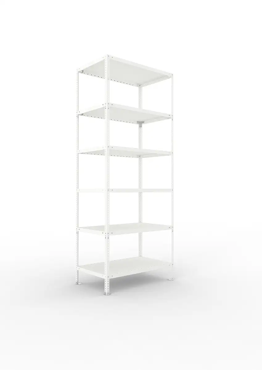Meta Fachbodenregal Schraubsystem FIX | Grundregal | HxBxT 250x100x60cm | 6 Ebenen | Fachlast 100kg | Einseitig nutzbar | Lichtgrau