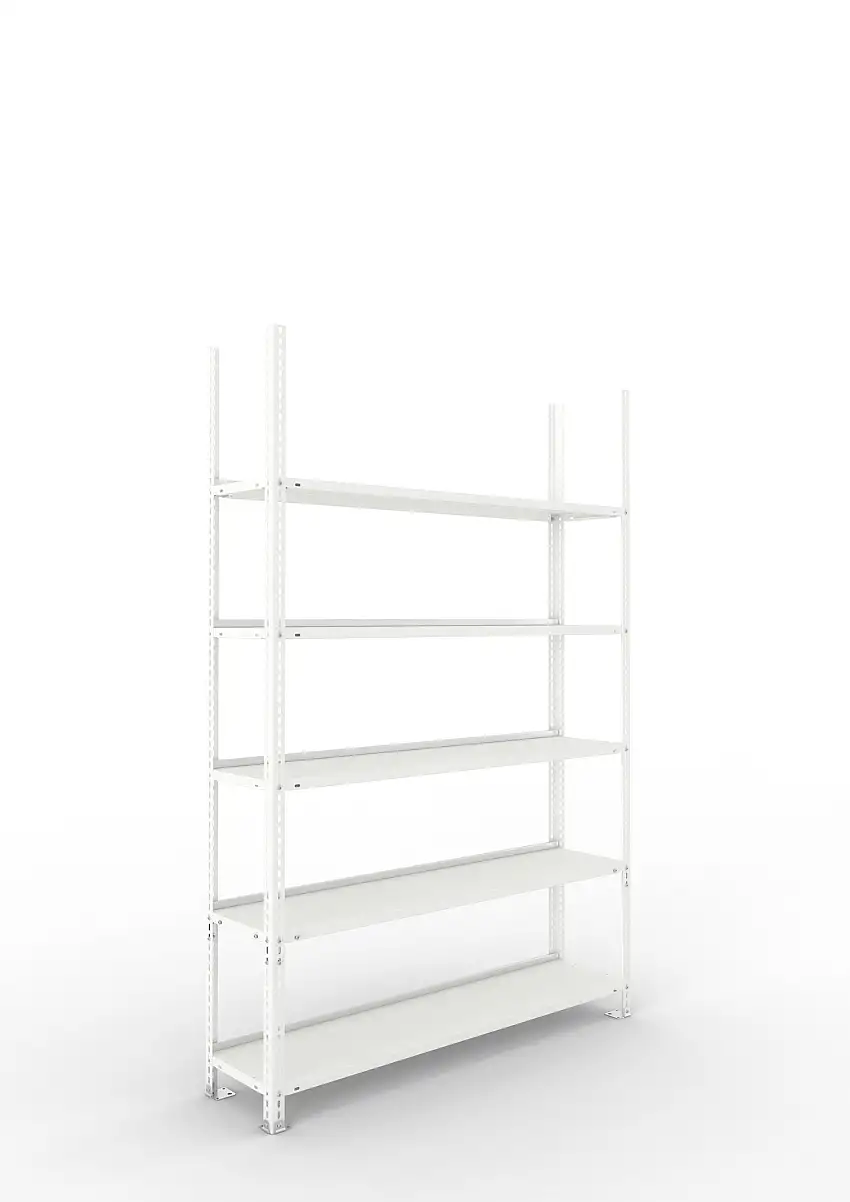 Meta Aktenregal Schraubsystem FIX | Grundregal | HxBxT 185x125x30cm | 5 Ebenen | Fachlast 100kg | Einseitig nutzbar | Lichtgrau