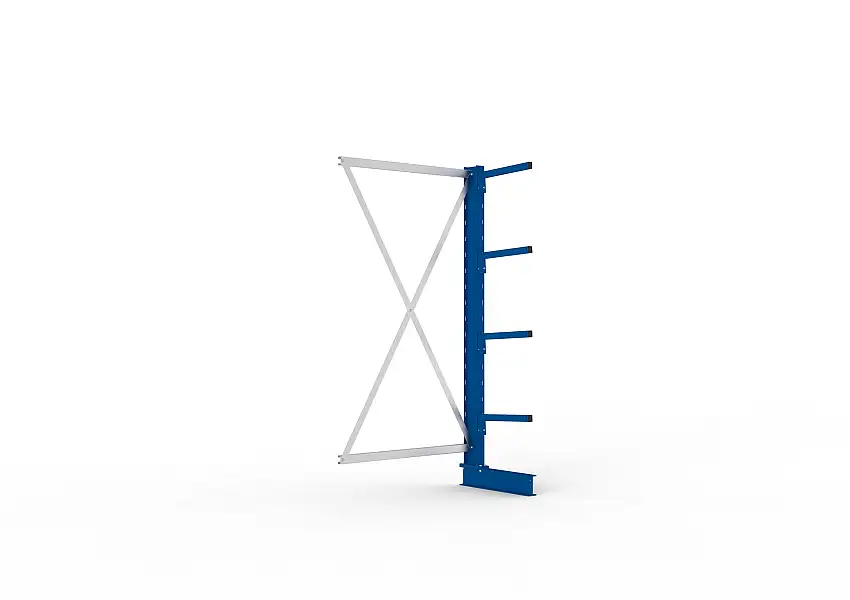 Meta Kragarmregal MULTISTRONG einseitig | Light-Duty | Anbauregal | HxBxT 200x100x40cm | 4 Ebenen | Fachlast 220kg | Blau