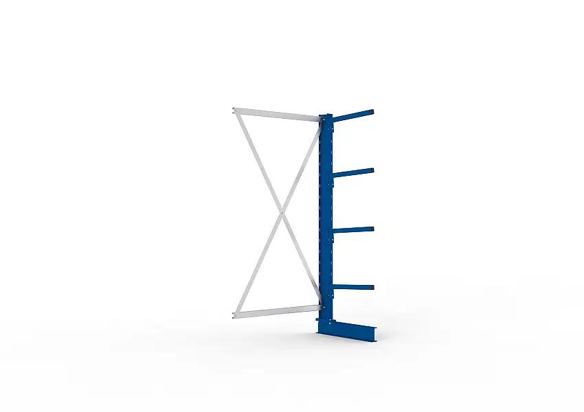 Meta Kragarmregal MULTISTRONG einseitig | Light-Duty | Anbauregal | HxBxT 200x100x50cm | 4 Ebenen | Fachlast 175kg | Blau