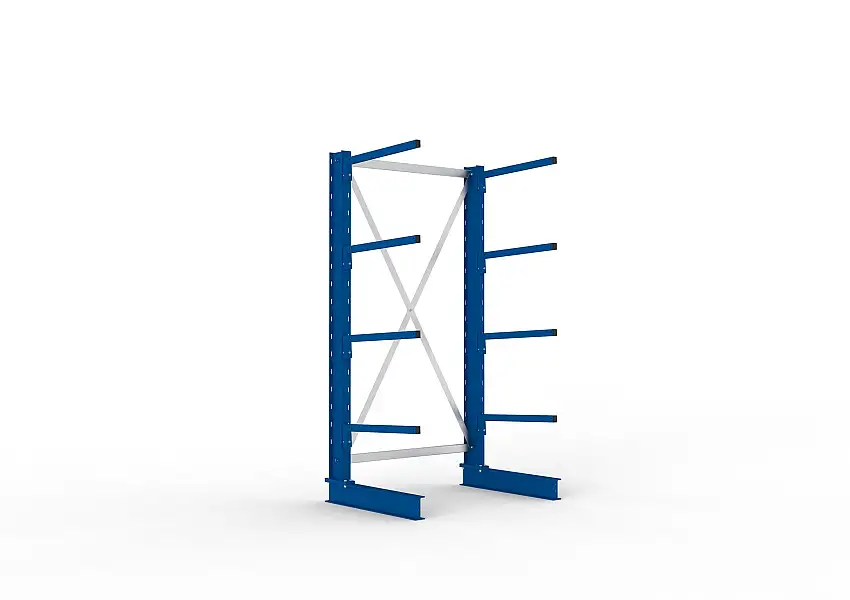 Meta Kragarmregal MULTISTRONG einseitig | Light-Duty | Grundregal | HxBxT 200x100x60cm | 4 Ebenen | Fachlast 140kg | Blau