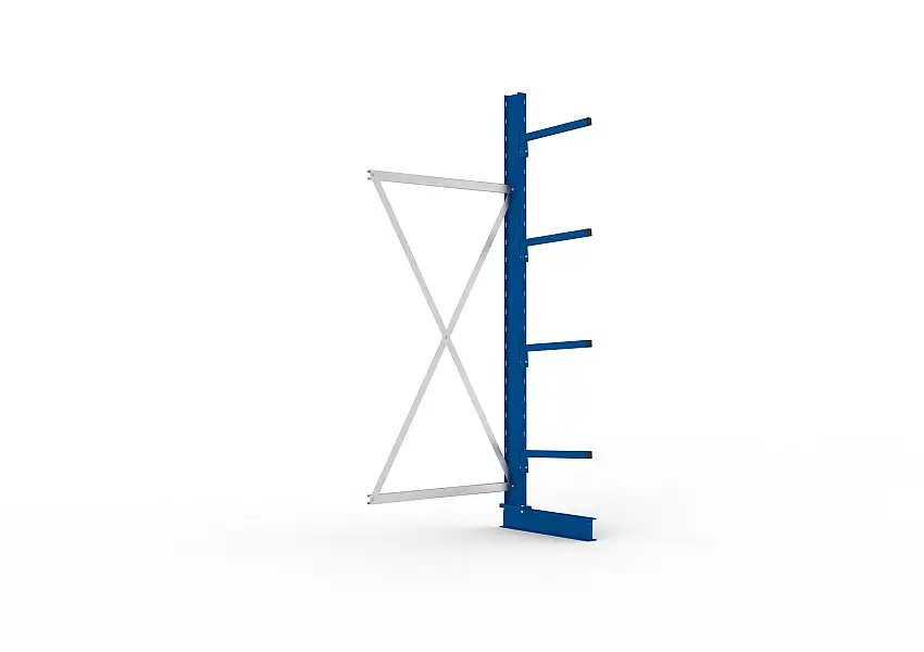 Meta Kragarmregal MULTISTRONG einseitig | Light-Duty | Anbauregal | HxBxT 250x100x50cm | 4 Ebenen | Fachlast 175kg | Blau
