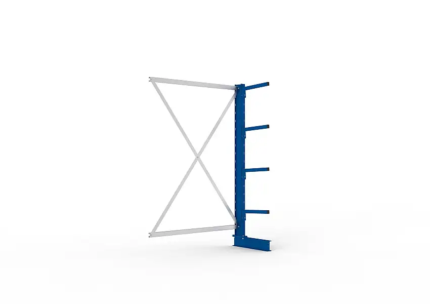 Meta Kragarmregal MULTISTRONG einseitig | Light-Duty | Anbauregal | HxBxT 200x130x40cm | 4 Ebenen | Fachlast 220kg | Blau