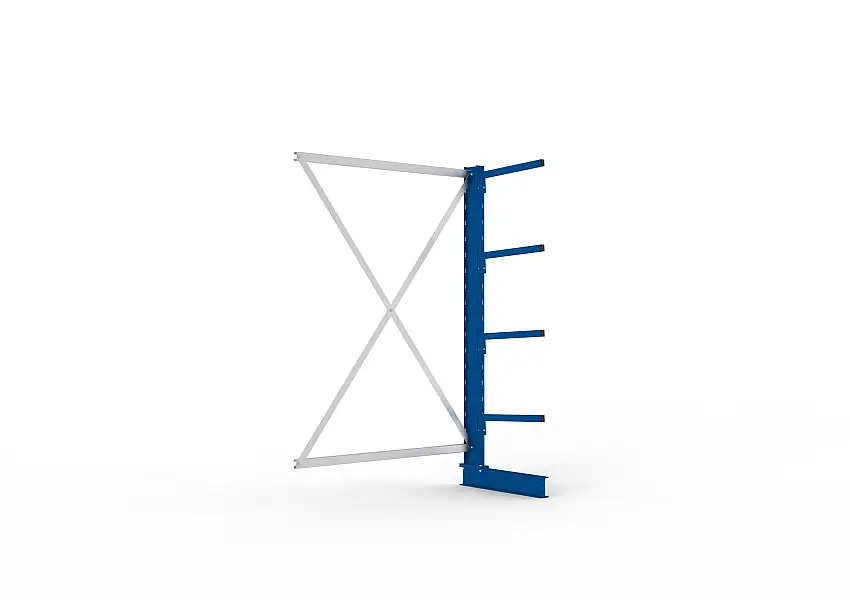 Meta Kragarmregal MULTISTRONG einseitig | Light-Duty | Anbauregal | HxBxT 200x130x50cm | 4 Ebenen | Fachlast 175kg | Blau