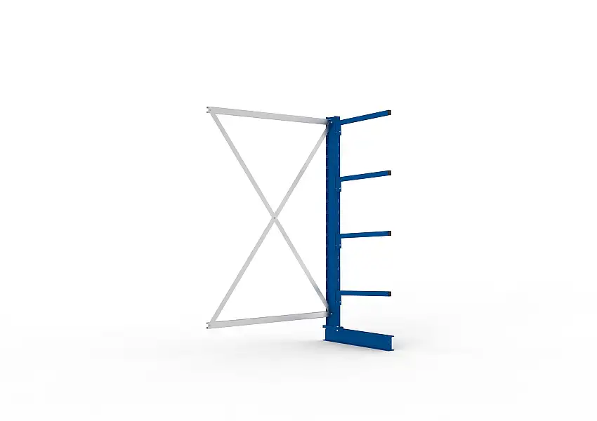 Meta Kragarmregal MULTISTRONG einseitig | Light-Duty | Anbauregal | HxBxT 200x130x60cm | 4 Ebenen | Fachlast 140kg | Blau